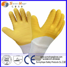 crinkle finish back open cotton latex coated work gloves